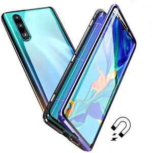 Dubbelsidig härdad glasmetall Bumper Anti-Drop Protector Magnetic Cover Case för Samsung Galaxy A10 A10E A20 A20E A30 A40 A50 A70 A90