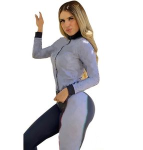 spor takım elbise kazak koşu Kadınlar spor hırka kıyafetler 2 parçalı set eşofman pantsuit klw4710 başında fermuar spor takım elbise kadın tayt