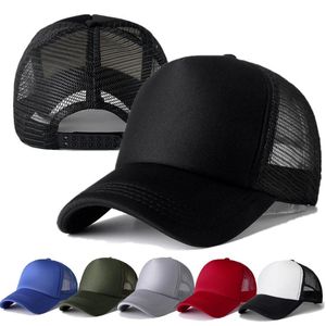 Ball Caps 1 st Unisex Cap Casual Plain Mesh Baseball Justerbara Snapback Hattar för Kvinnor Män Hip Hop Trucker Streetwear Dad Hat