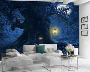 Papel de parede 3D clássico 3d paisagem papel de parede sonho floresta cabana romântica cenário decorativo seda 3d mural papel de parede