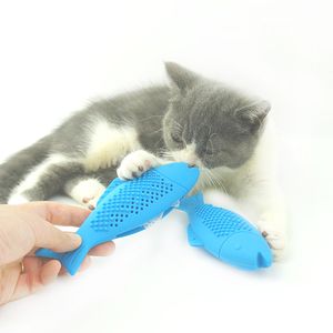 Cat Fish Shape Toothbrush With Catnip Pet Eco-Friendly FDA Silicone Molar Stick handle Teeth brush water Cleaning Toy For Cats Drop shipping