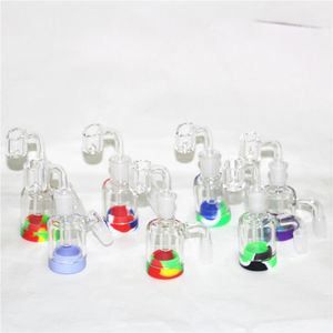 narghilè 14mm 18mm Catcher di recupero Adattatore Ashcatcher Catcher di cenere di vetro Percolatore per Bong WaterPipes con banger al quarzo da 4 mm Contenitori in silicone da 7 ml