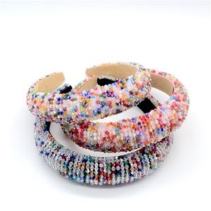 Full Colorful Crystal Headband for Woman Shiny Rhinestone Paded Hair Band Bridal Wedding Accessory