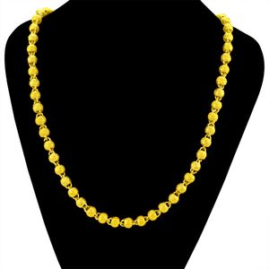 Ihåliga pärlor halsband kedja 18k gul guld fyllda hip hop mens choker halsband trendiga smycken 22 tum