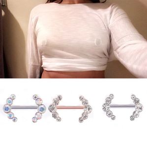 2Pcs Colorful Sexy Clear Crystal Love Nipple Piercing Shields Bars Nipple Piercing For Women Body Piercing