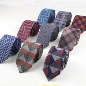 Linbaiway Mens Wool-like Fabric Neck Ties for Mens Striped Cotton Skinny Tie Men Business Slim Neckties Corbatas Custom Logo275k