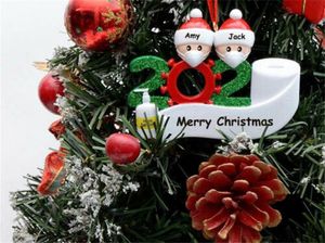 2020 DIY اسم مع تحيات ثلج عيد الميلاد زخرفة شجرة معلقة الديكور الأسرة من حلية مع قناع اليد مطهرة