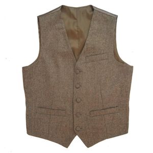 Plus Size Tweed Vintage Rustic Wedding Vest Brown Vest Men Summer Winter Slim fit Groom's Wear Mens Dress Vests