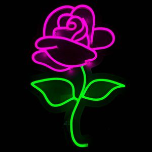 Rose Sign Romantic Night Bar Casa Camera da letto Illuminazione decorazione da parete luce al neon 12 V Super Brigh