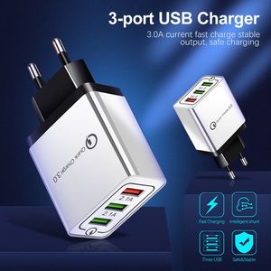 3-Port USB Quick Charger QC 3.0 för iPhone Fast Laddning för Samsung Huawei Xiaomi EU US PLUG Telefon väggadapter