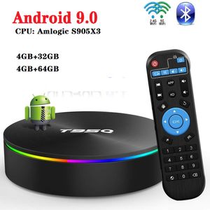 T95Q 안드로이드 9.0 TV BOX 4기가바이트 + 32기가바이트 / 64기가바이트 Amlogic S905X3 쿼드 코어 스마트 TV 박스 듀얼 2.4G5GHz 와이파이 BT 셋톱 박스