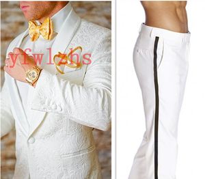 Custom-made Embossing Groomsmen Shawl Lapel Groom Tuxedos Men Suits Wedding Prom Dinner Man BlazerJacket Pants Tie T206208T