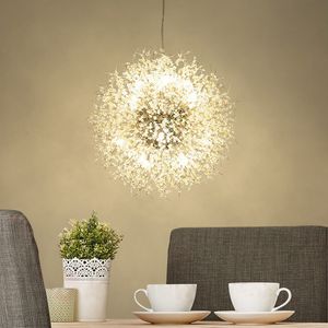 Nordisk maskros ljuskristallpärlor ljuskrona Lighting LED hängande rund hängande ljuskonst dekor lampor för matsal vardagsrum