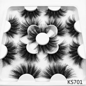 Handmade 7Pairs 25mm 3D Faux Mink False Eyelashes Dramatic Long Wispies Lash Extension Soft Fluffy Natural Volume Beauty Eye Makeup