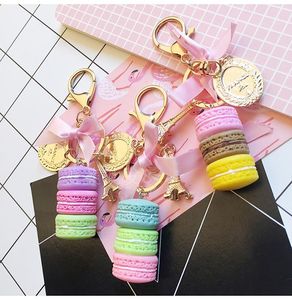 Bolo mulheres Chaveiro Moda bonito pastelaria francesa presente Macaron Keychain do banquete de casamento encanto do saco Car Key Anel Jóias