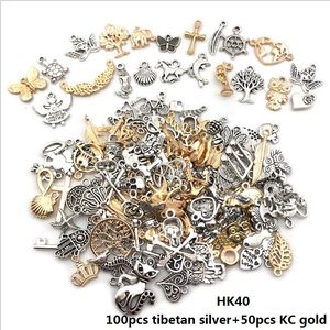 150pcs Vintage Jewelry Accessory Charms Mix KC Gold and Tibetan Silver Owl Cross Earring Findings Bracelet Accessories for Sale Wholesale