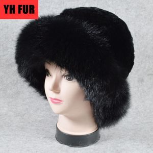 Ny stil vinter varm riktig päls hattar kvinnor bucket hatt solid elastisk rex päls kepsar varm försäljning fest mode hatt beanie