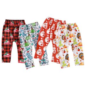 12 Farben Weihnachten Halloween Hosen Kinder Hosen Cartoon Dinosaurier Santa Kürbis Sonnenblumen Druck Kinder Jungen Mädchen Kleidung M2763