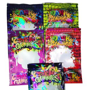 Holographic Dank Gummies Packaging Mylar Bag MG Edible Stand Pouch Dry Herb Flower Packaging Zipper Lock Bags Price Custom Bags