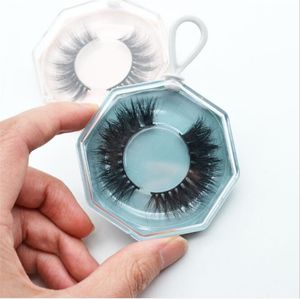 Crystal False Eyelash Förpackning Box Creative Acrylic Polygon Keychain Eye Lash Case 3 Färger Gratis Ship Makeup Beauty Tools 100