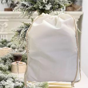 Decorações de Natal 30pcs/lote sublimação personalizada santa sacos brancos em branco infantil Candystring saco de festas de festa do ano