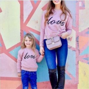 Hot Sale Women's long-sleeved round neck letter LOVE parent-child Women's long-sleeved sweater round neck letter LOVE parent-child sweater