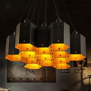 Personalized industrial style led chandelier lights restaurant bar art lamp retro nostalgic bar special-shaped iron pendant lights