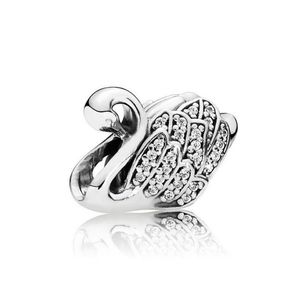 NEW 100% 925 Sterling Silver 1:1 Authentic 791732CZ Majestic Swan Charm Clear CZ Bracelet Original Women Jewelry