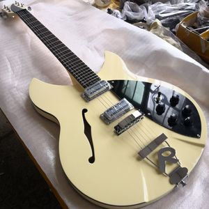 Amarillo cremoso 6 cuerdas Guitarra Modelo 330 Rick Tostadora Pastillas Guitarra Eléctrica Semi envío hueco del cuerpo