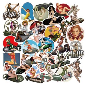 50 Stück Bomb Girl Vintage Pin Up Aufkleber Pack Nicht zufällige Graffiti Auto Fahrrad Gepäck Aufkleber Laptop Skateboard Motor Wasserflasche Aufkleber