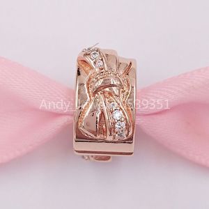 Andy Jewel Autentiche perline in argento 925 con clip in oro rosa si adattano alla collana di bracciali gioielli stile Pandora europeo