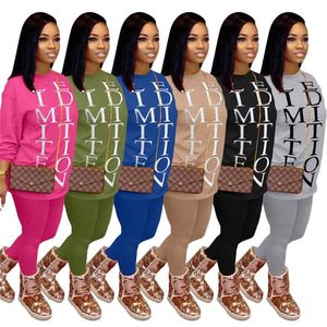 mulheres manga longa terninho roupas pedaço de 2 set ocasional pullover Sportsuit + legging roupas femininas atleta esporte terno klw4977