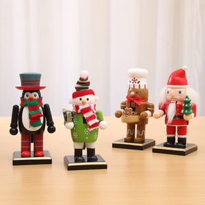 Wholesale wooden snowman ornaments resale online - Wooden Santa Desk Ornament Wooden Painted Santa Claus Snowman Penguin Doll Table Ornaments Christmas Kids Gift