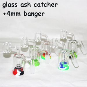 Nargile Cam Su Borular Ashcatcher Bong Kuvars Banger Ile Silikon Konteyner Bongs Petrol Kulesi için 14 MM 18mm Kül Catcher