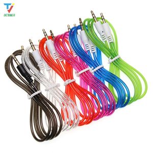 300pcs/lot 3.5mm Stereo Audio AUX Cable Crystal transparent wire Auxiliary Cords Jack Male to Male 1m 3ft for phone Mobile Phone