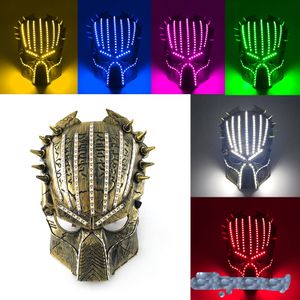 2020 heißer Verkauf Halloween-Gesichtsmaske 6 Farben Raubtier leuchtende LED-Maske 5V Filmthema Cosplay Requisiten Designer-Gesichtsmasken