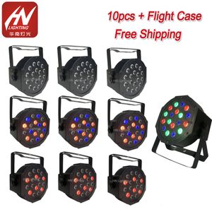 10pcs Battery Uplight 18x1w RGB LED Flat Par Can Light DJ Club Wash Uplighter with Remote Stage Effect Uplighting Wedding Wall Washer Bar Lights