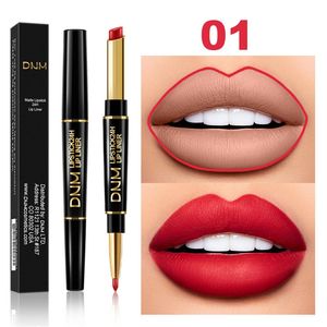 Waterproof Matte Lipstick Lápis Lip Liner 2 em 1 Pencil Sexy Red Matte Longa Duração hidratante labial Lápis