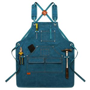 BBQ Canvas Apron Bib Chef Kitchen Apron för kvinnor Män målare barista bartenderfickor Hem Barber Cafe Restaurang Tool Aprons219p