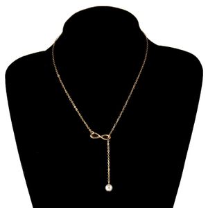 free ship 20pcs/lot Infinity Symbol 8 Lucky pearl charms choker Necklace women gold silver chain Bohemian Chocker necklace jewelry