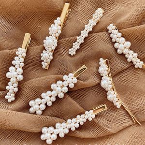 Brand New Pearl Hair Clip Women Hair Barrette Stick Snap clips Wholesale Lots Salon Hairpin hair Styling Accessories