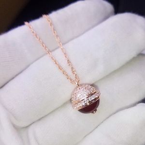 Hot Sale Brand Pure 925 Sterling Silver Jewelry For Women Colorful Ball Pendants Rose Gold Necklace Luxcy Beads Necklace Party Jewelry
