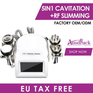 EU TEX FREE MINI 5IN1 40K Ultressonisk fettsugning Kavitation RF Slimming Machine Tripolar Bipolär Vakuum Radio Vikt Celluliter