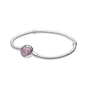 2019 Nowy 100% 925 Sterling Silver Rose Gold Heart Bransoletka Clear CZ Mały rozmiar Charm Koralik Fit Dzieci Urocza DIY Biżuteria Osiem prezentów