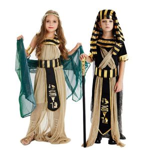 Halloween-Kostüme für Kinder, Jungen und Mädchen, altes Ägypten, ägyptischer Pharao, Kleopatra, Kleid, Cosplay, Prinz und Prinzessin, schicke Karnevalsparty