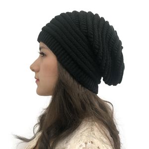 Högkvalitativ mjuk mössa Kvinnor Hatt Höst Vinter Utomhus Solida Splice Kepsar Virka Sticka Holy Beanie Solid Color Cap Sombreros