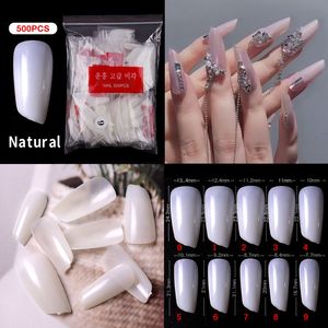500pcs/pack Bevel Lipstick Shape False Nail Tips Transparent Natural Fake Artificial Nails Art Tip Acrylic UV Gel Polish Manicure
