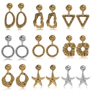 Antik Silber Gold Geometrische Tropfenohrring Für Frauen Aussage Runde Dreieck Stern Charms Baumeln Ohrringe Modeschmuck