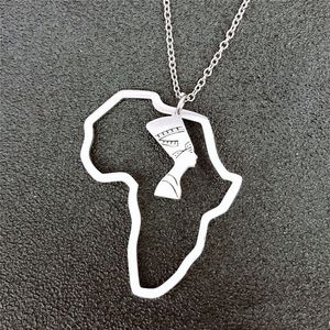 Aço inoxidável África Mapa Colar Simples Hollow Retrato Pingente Colar Jóias Presentes Para Homens Mulheres Jóias