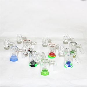 Hookahs Ash Catcher 14mm med silikonoljebehållare 4mm kvarts naglar glas aska röka vattenrör